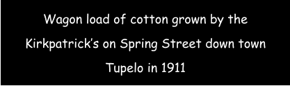 Wagon load of cotton grown by the Kirkpatrick’s on Spring Street down town Tupelo in 1911